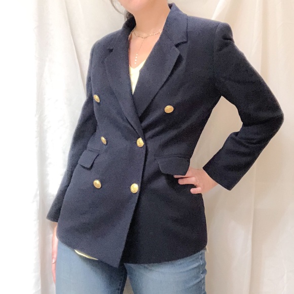 Vintage 100%Wool Navy Military Buttoned Blazer - Picture 2 of 11